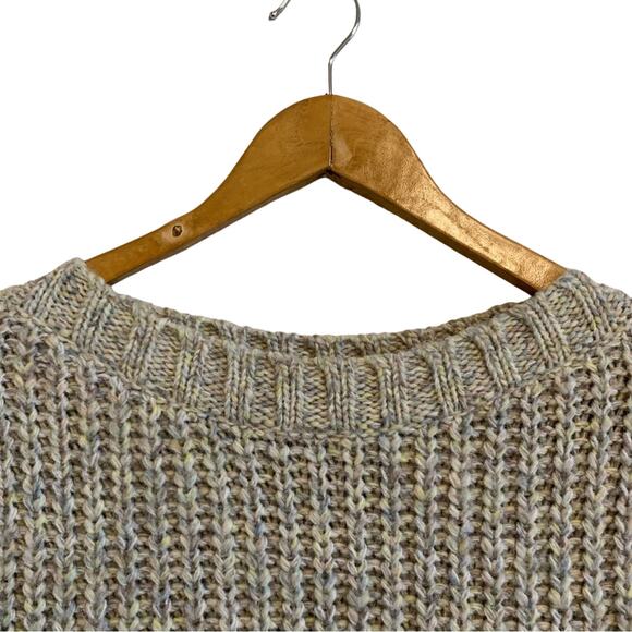 Caslon Cream Multi-Color Knit Wool Blend Wide Neck Pullover Sweater - Picture 4 of 8